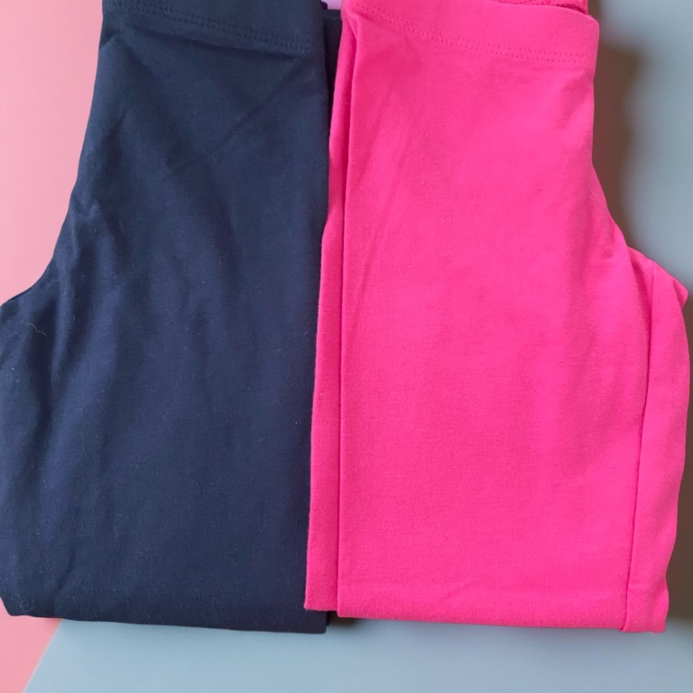 Pink and Navy Blue Leggings with Elastic Waistband